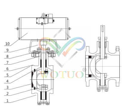 氣動V型調節切斷球閥V型調節閥結構圖