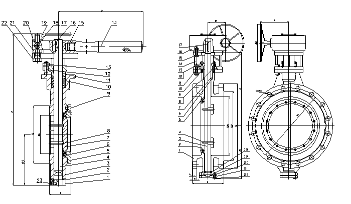 蝶閥安裝結(jié)構(gòu)示意圖